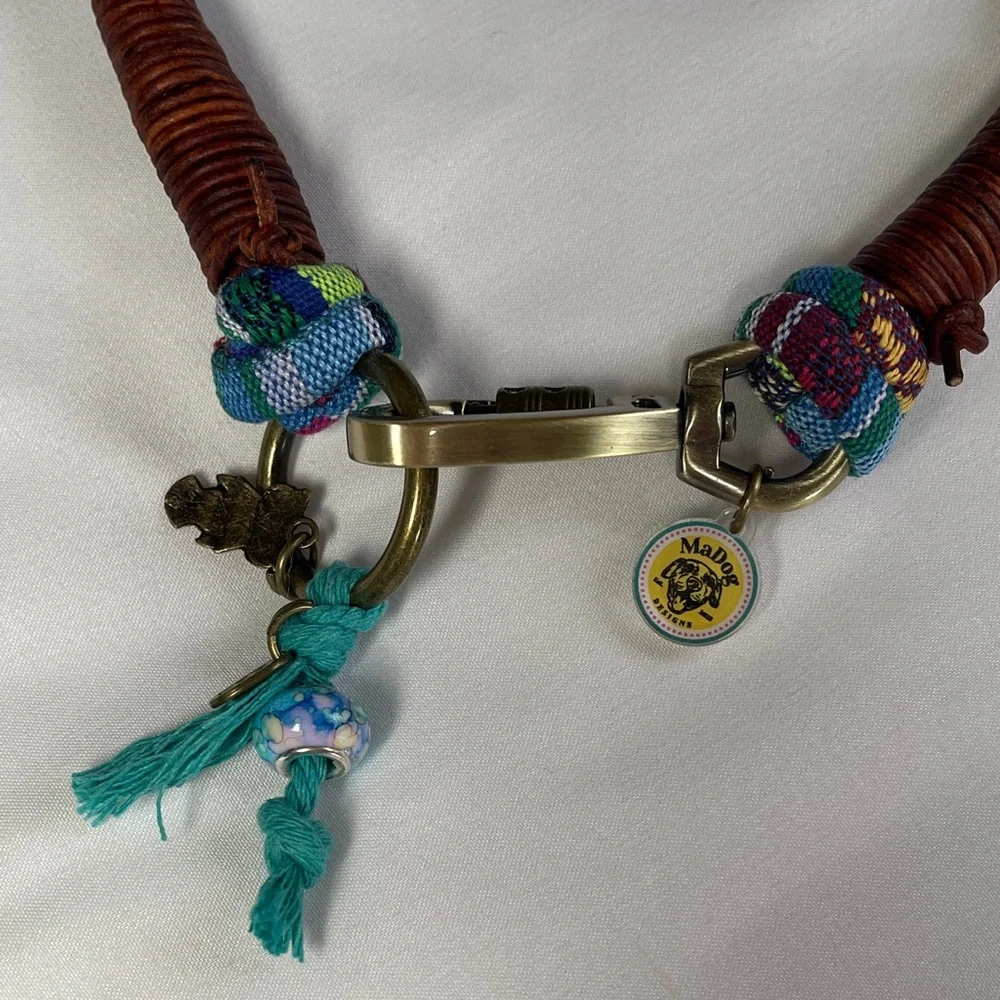 Colorful Woven Dog Collar with Charms - Picture 2 of 10